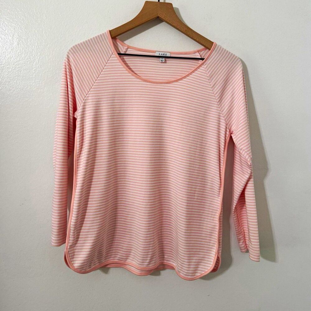Lake Pajamas Pink English Rose Striped Sleep Top Long Sleeve Sm Pima Cotton